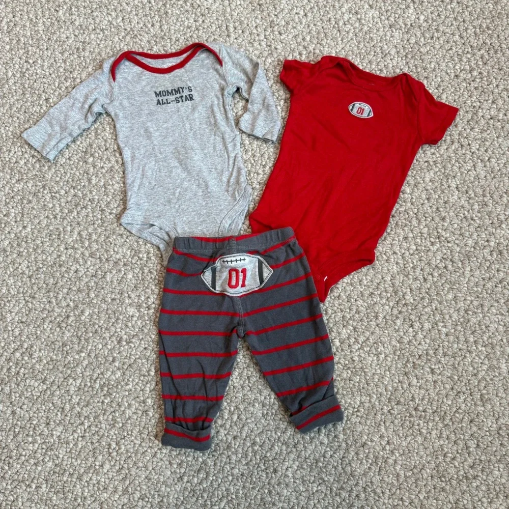 Carter's Baby Size 3Months‎ Outfit Football Mommy's All-Star Set 3 Piece